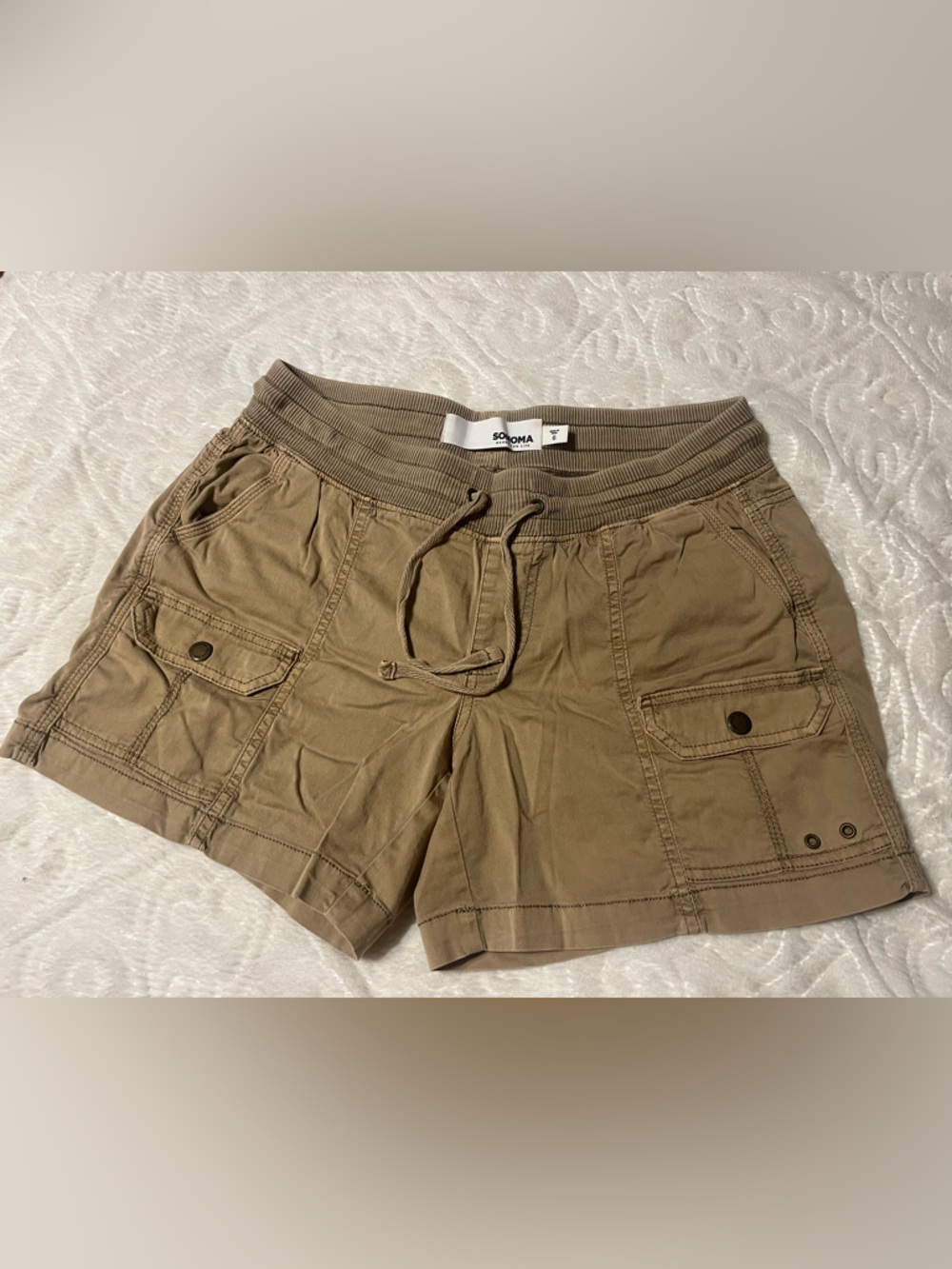 Sonoma Tan Drawstring Cargo Shorts